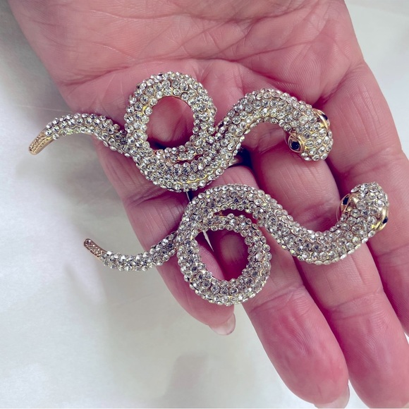 Post CZ and gold stud large snake earrings! - Picture 2 of 3